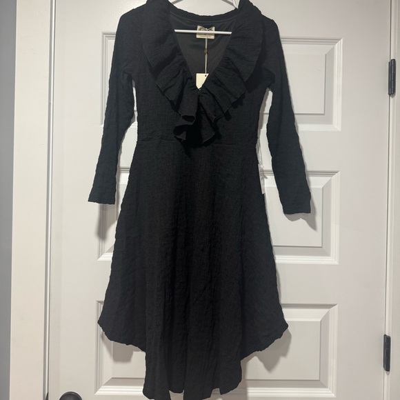Joyfolie Black Asymmetrical Ruffled Cocktail Dress - Picture 1 of 6